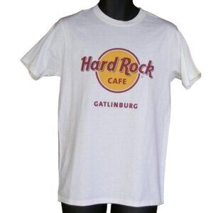 HARD ROCK CAFE Tee, S Defunct Gatlinburg, New/Flaw, White, Short sleeves